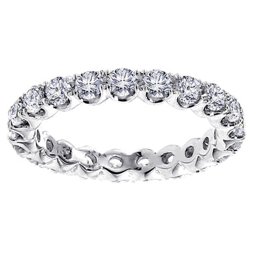 2.00 CT Split Prong Set Diamond Eternity Wedding Band in 14k White Gold